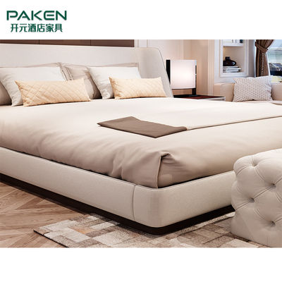 Customize Modern Villa Furniture Bedroom  Furniture&amp; Modern Style Bed With Ivory Color