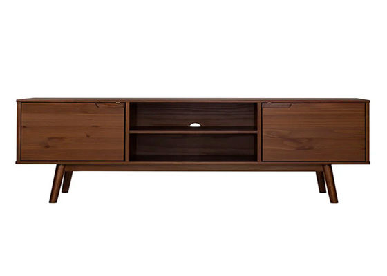 Villa Living Room Wooden TV Stand With Drawers Walnut Color Fancy Luxury