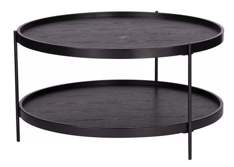 Modern Apartment Wooden Iron Round Coffee Table Loose Furniture Black White