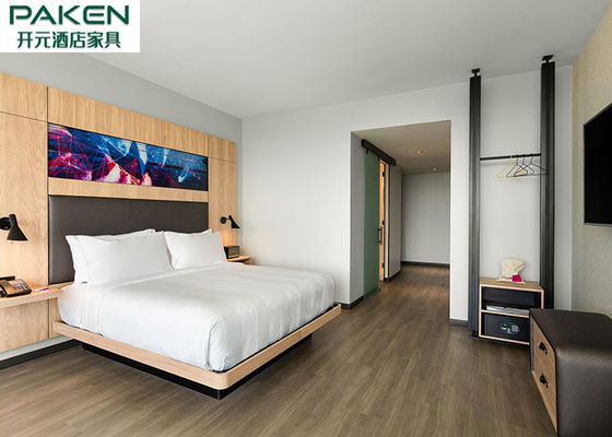Natural Veneer Hotel Bedroom Sets Loose Furniture + Fixed Furniture Large Headboard