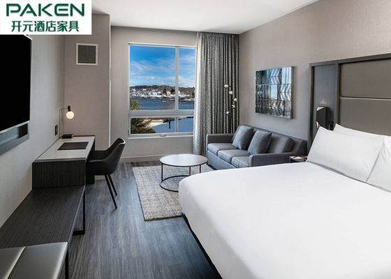 All Black Hotel Bedroom Furniture Sets Deep Hue Gray Tinted Ash Tree Veneer Classic Luxury